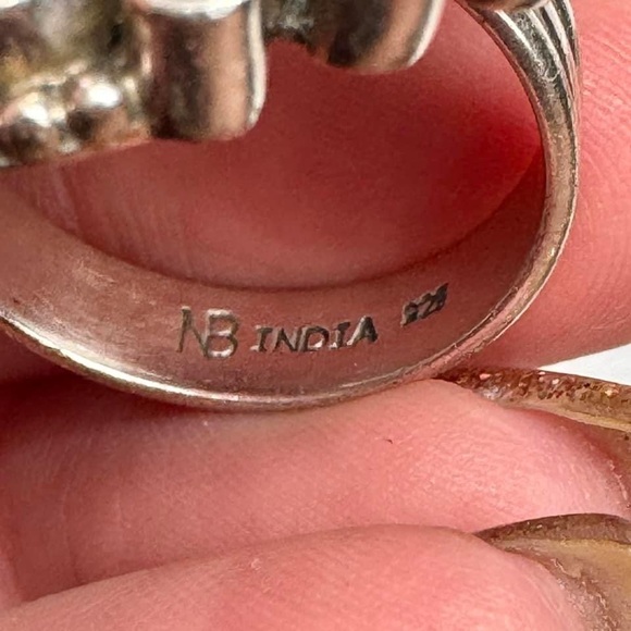 Chunky Vintage Sterling Silver Designer Multigemstone Ring - Picture 6 of 6